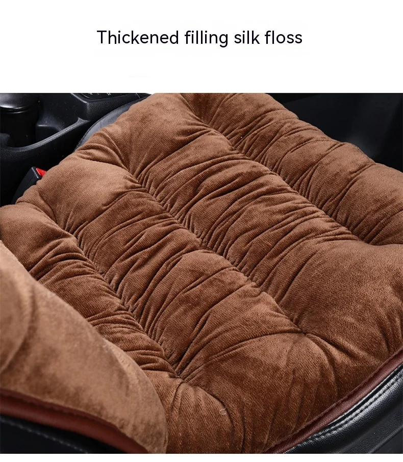 Winter Car Seat Cushion Plush Plaid Thickening Warm Suv Universal Front Single Seat Cover Comfortable Car Fleece Liner Cushion