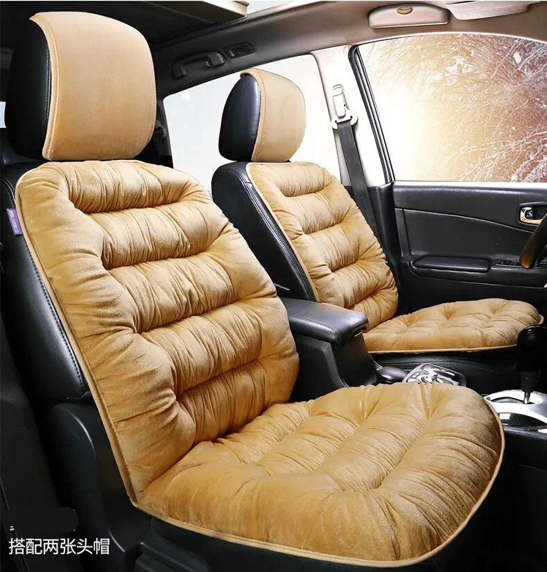 Winter Car Seat Cushion Plush Plaid Thickening Warm Suv Universal Front Single Seat Cover Comfortable Car Fleece Liner Cushion