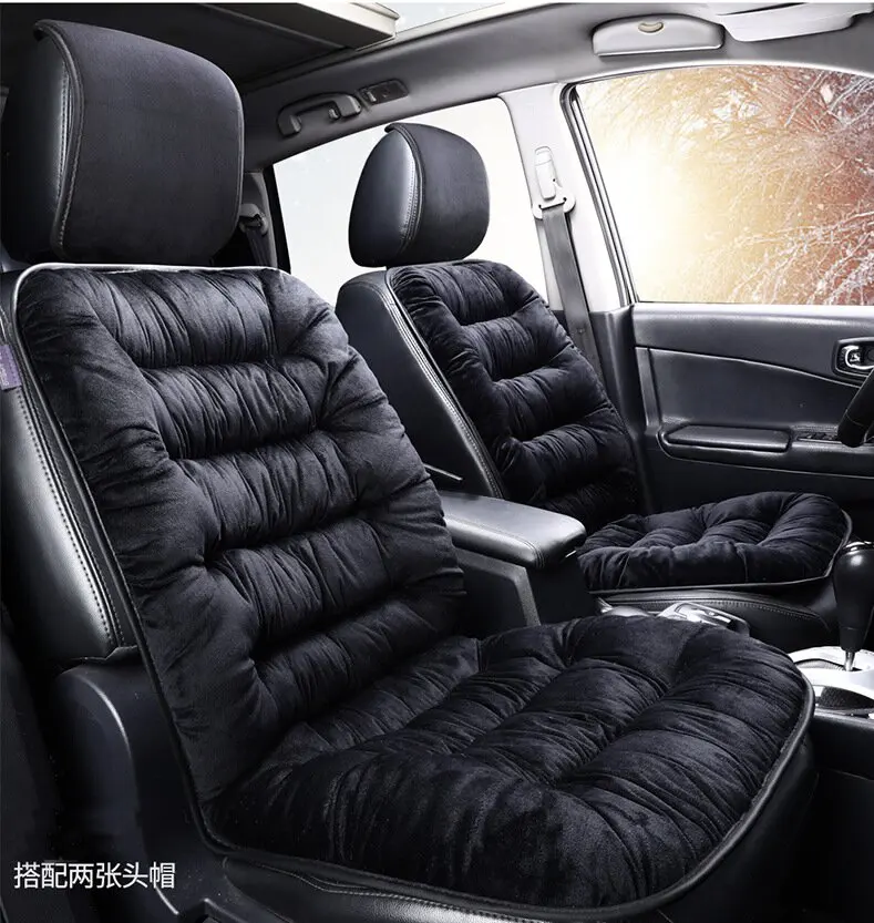 Winter Car Seat Cushion Plush Plaid Thickening Warm Suv Universal Front Single Seat Cover Comfortable Car Fleece Liner Cushion