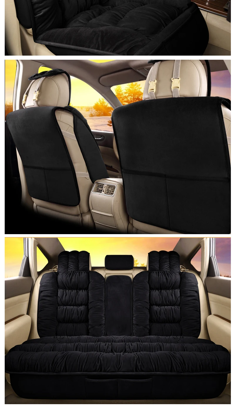 SEAMETAL Soft Plush Car Seat Covers Set Winter Warm Seat Cushion Pad Skin-Friendly Car Seat Protection Cover Fits Most Vehicles