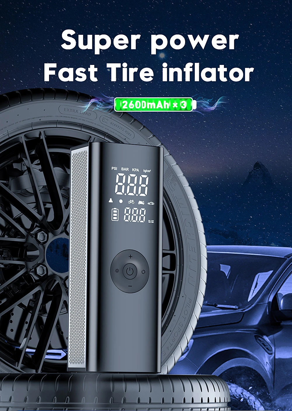 Car Air Compressor Electric Tyre Inflator Pump With LED Lamp For Motorcycle Bicycle Tire Portable Inflatable Pump Air Pump