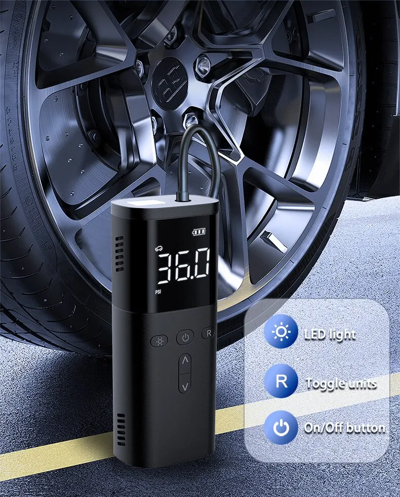 1 Set Car Mounted Wireless Inflation Pump Compact and Portable Inflation Intelligent Digital Display