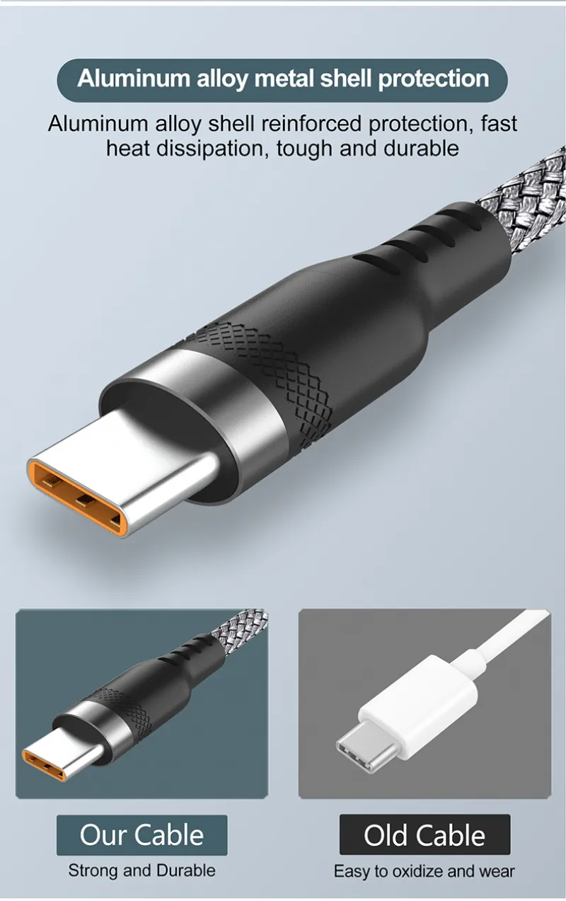 6A Extended USB TYPE-C Cable Braided Data Cable for Samsung Huawei Xiaomi Switch Sony PS5 TYPE-C 8m 5m 3m 2m 1.5m 1m Cable
