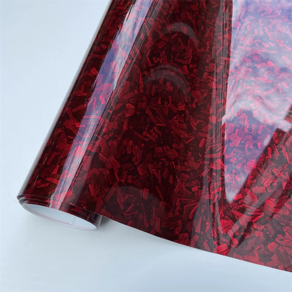 High Quality Silver Black Red PET Forged Carbon Fiber Vinyl Wrap Roll Adhesive Decal Car Wrapping Foil Film