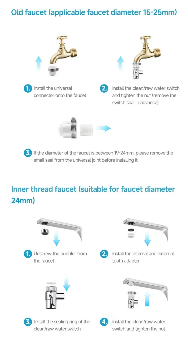 Kitchen Stainless Steel Faucet Water Filter Pre-filter Faucet Water Purifier Household Tap Water Direct Drinking