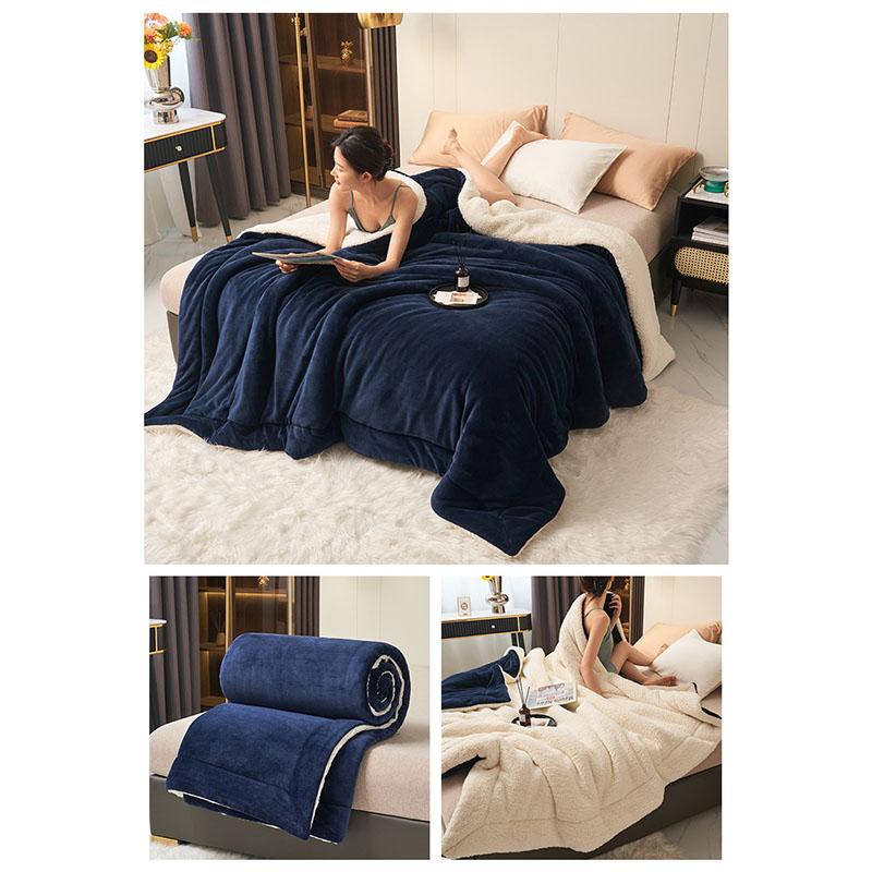 Double Layer Thickened Lamb Wool Flannel Quilt Warm Comfort Mattress Winter Bedroom Dormitory Solidcolor Thicken Weight Blanket