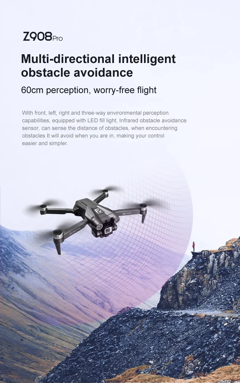 New Z908Max Dual8K GPS 9KM Professional Drone WIFI FPV Obstacle Avoidance Brushless Four-Axis Folding Rc Quadcopter Toy Gift