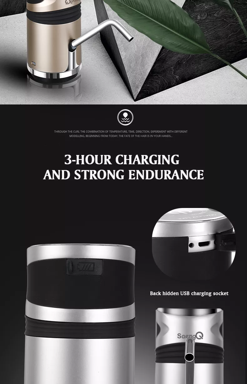 saengQ Automatic Electric Water Pump USB Charging Button Dispenser Gallon Bottle Drinking Switch For Water Pumping Device