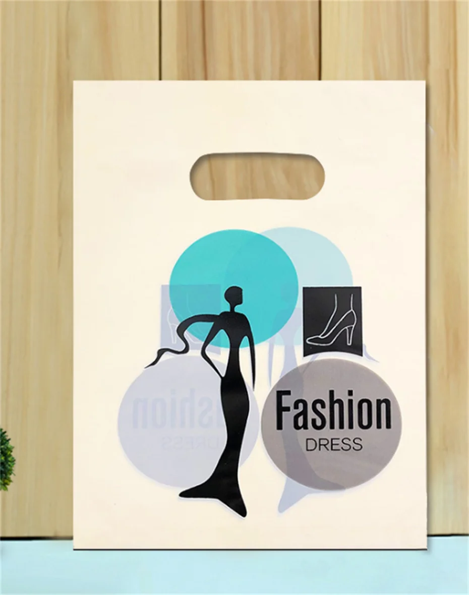 100Pcs Shopping Business Packaging Bag Plastic Gift Bags Printed Clothes Decoration Candy Cake Jewelry Birthday Gift Pouch M8888