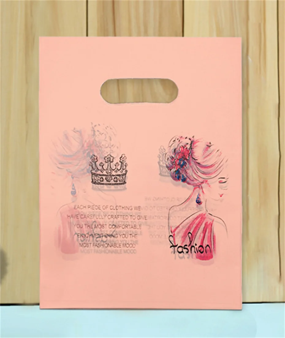100Pcs Shopping Business Packaging Bag Plastic Gift Bags Printed Clothes Decoration Candy Cake Jewelry Birthday Gift Pouch M8888