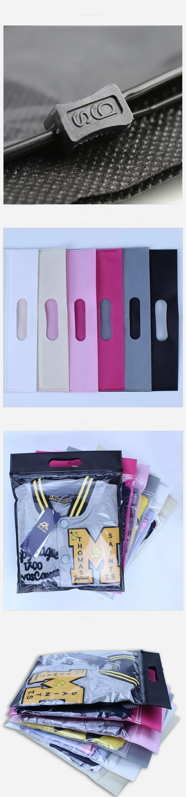 20 Pcs Non Woven Bag Clear Transparent Plastic Package Cloth Travel Storage Pouch Waterproof Bag Zipper Lock Self Seal Cloth Org