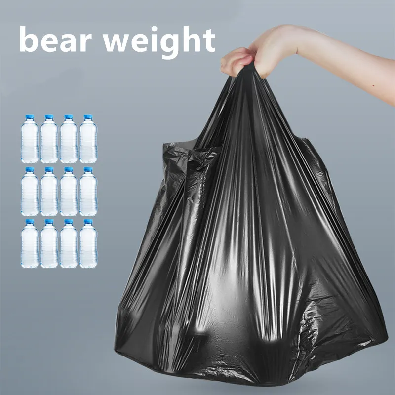 100PCS Black Plastic Shopping Bag Vest Storage Bag Thickened Supermarket Shopping Packing Takeaway Kitchen Garbage Storage Bag