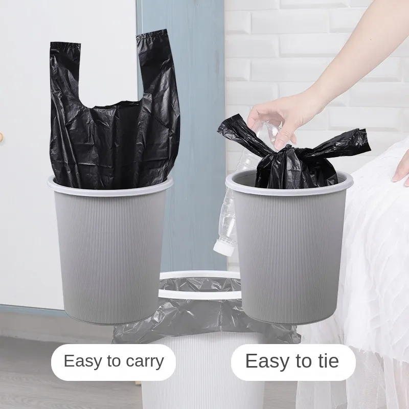 100PCS Black Plastic Shopping Bag Vest Storage Bag Thickened Supermarket Shopping Packing Takeaway Kitchen Garbage Storage Bag