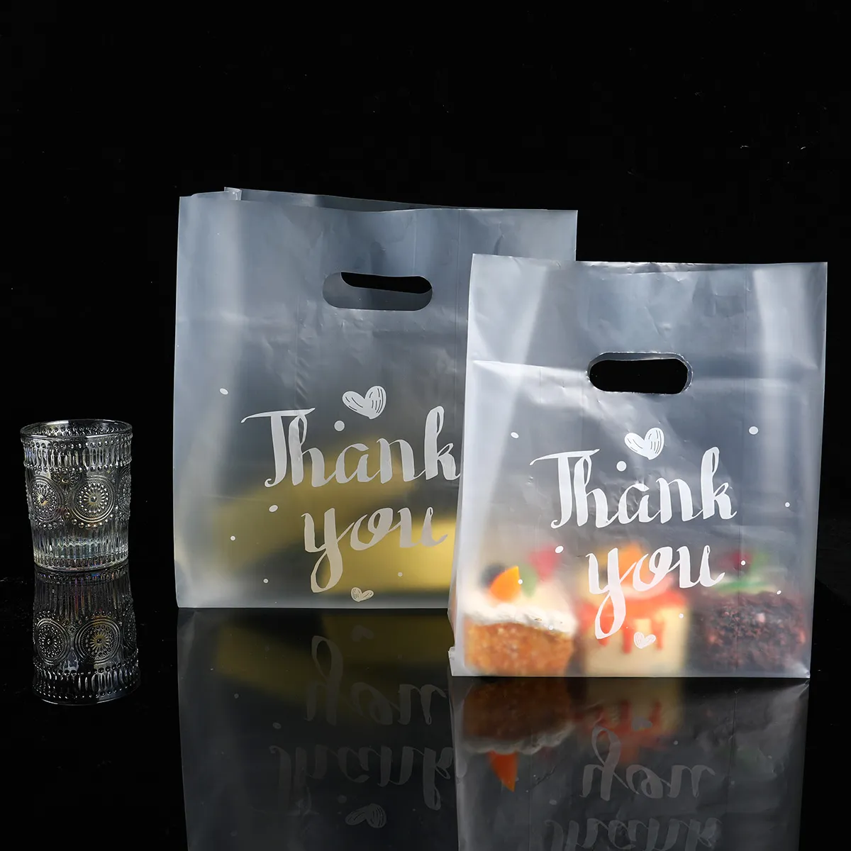 Thank You Plastic Bags Christmas Gift Packaging Bag With Hand Shopping Bag Wedding Party Favor Candy Cookie Wrapping Bags