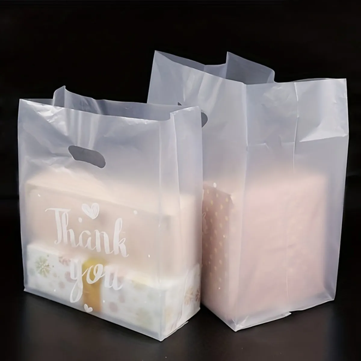 Thank You Plastic Bags Christmas Gift Packaging Bag With Hand Shopping Bag Wedding Party Favor Candy Cookie Wrapping Bags