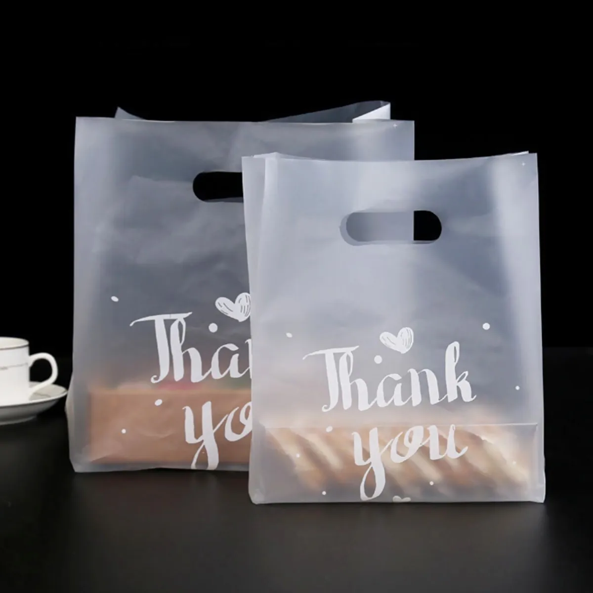 Thank You Plastic Bags Christmas Gift Packaging Bag With Hand Shopping Bag Wedding Party Favor Candy Cookie Wrapping Bags