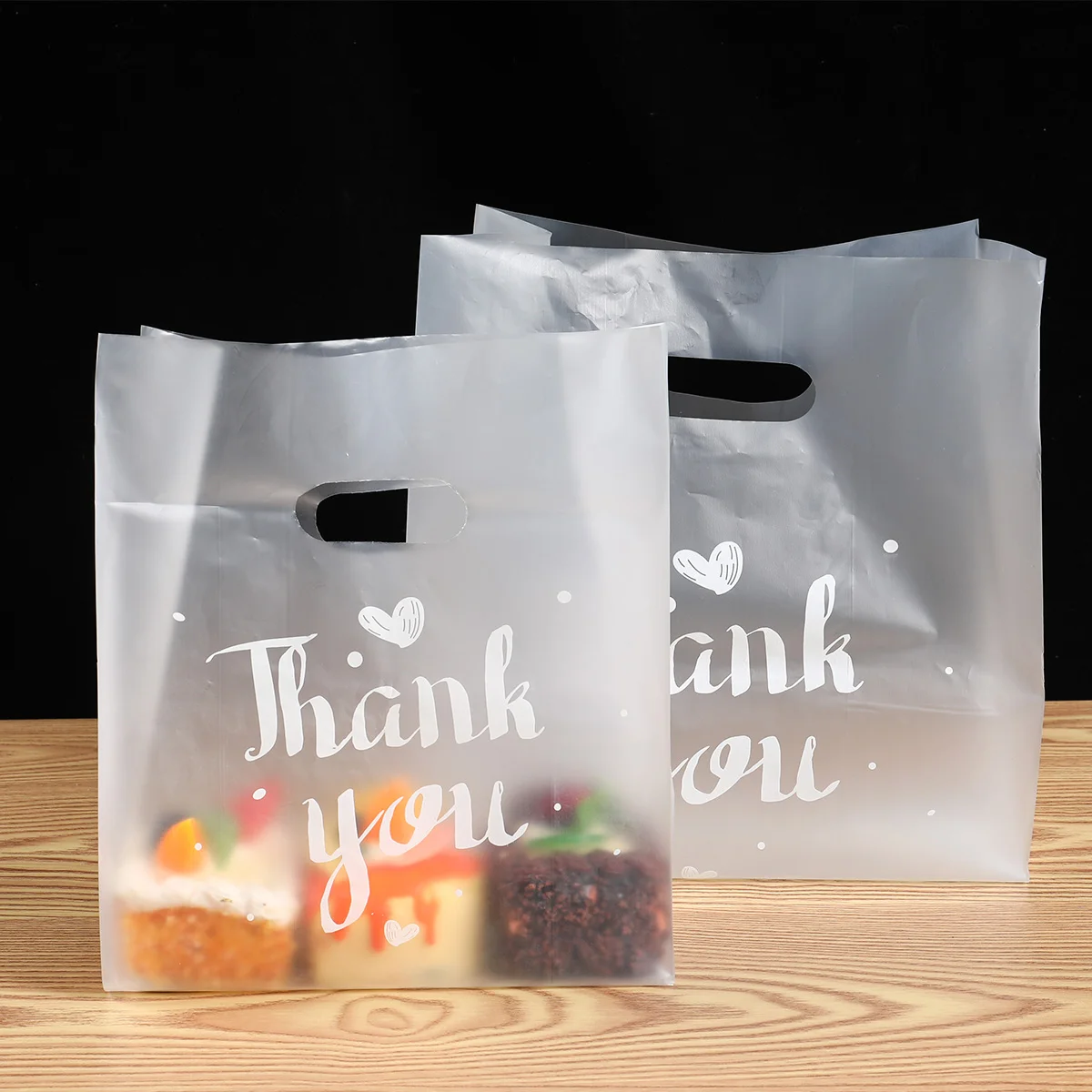 Thank You Plastic Bags Christmas Gift Packaging Bag With Hand Shopping Bag Wedding Party Favor Candy Cookie Wrapping Bags