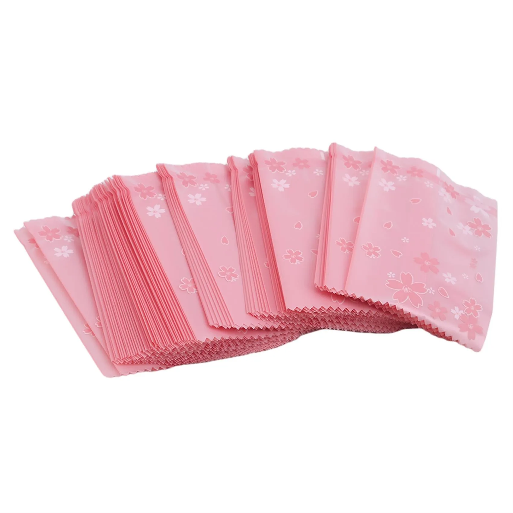 100pcs Multi-size Sakura Pink Cherry Blossom Frosted Self-adhesive Cellophane Bag Self Seal Cookies Packing Plastic Baker's Bags