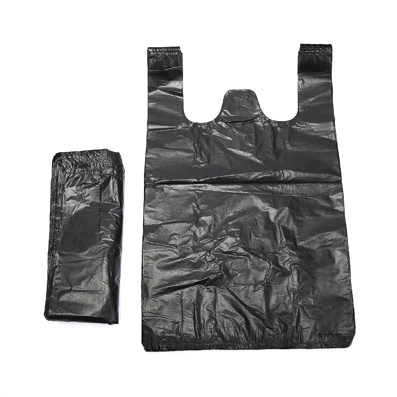 Thickened Black Plastic Bag Vest Storage Bag Takeaway Shopping Packing Garbage with Handle Bag Kitchen Living Room Clean