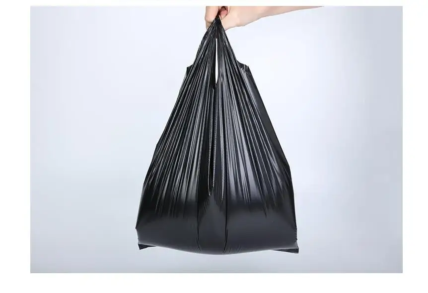 Thickened Black Plastic Bag Vest Storage Bag Takeaway Shopping Packing Garbage with Handle Bag Kitchen Living Room Clean