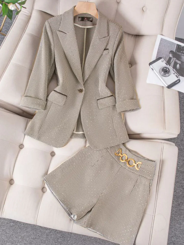 Office Wear Women Suit Korean Casual Blazer Suits Collar Single Button Blazers Summer 2024 New Basic Simple Elegant Short Suits