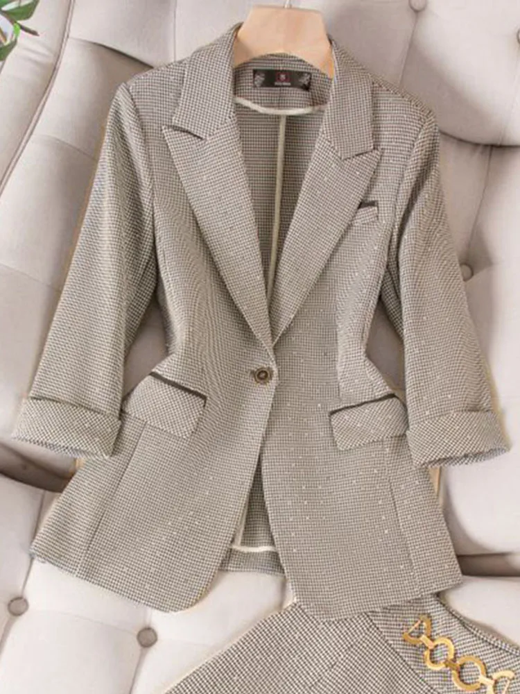 Office Wear Women Suit Korean Casual Blazer Suits Collar Single Button Blazers Summer 2024 New Basic Simple Elegant Short Suits