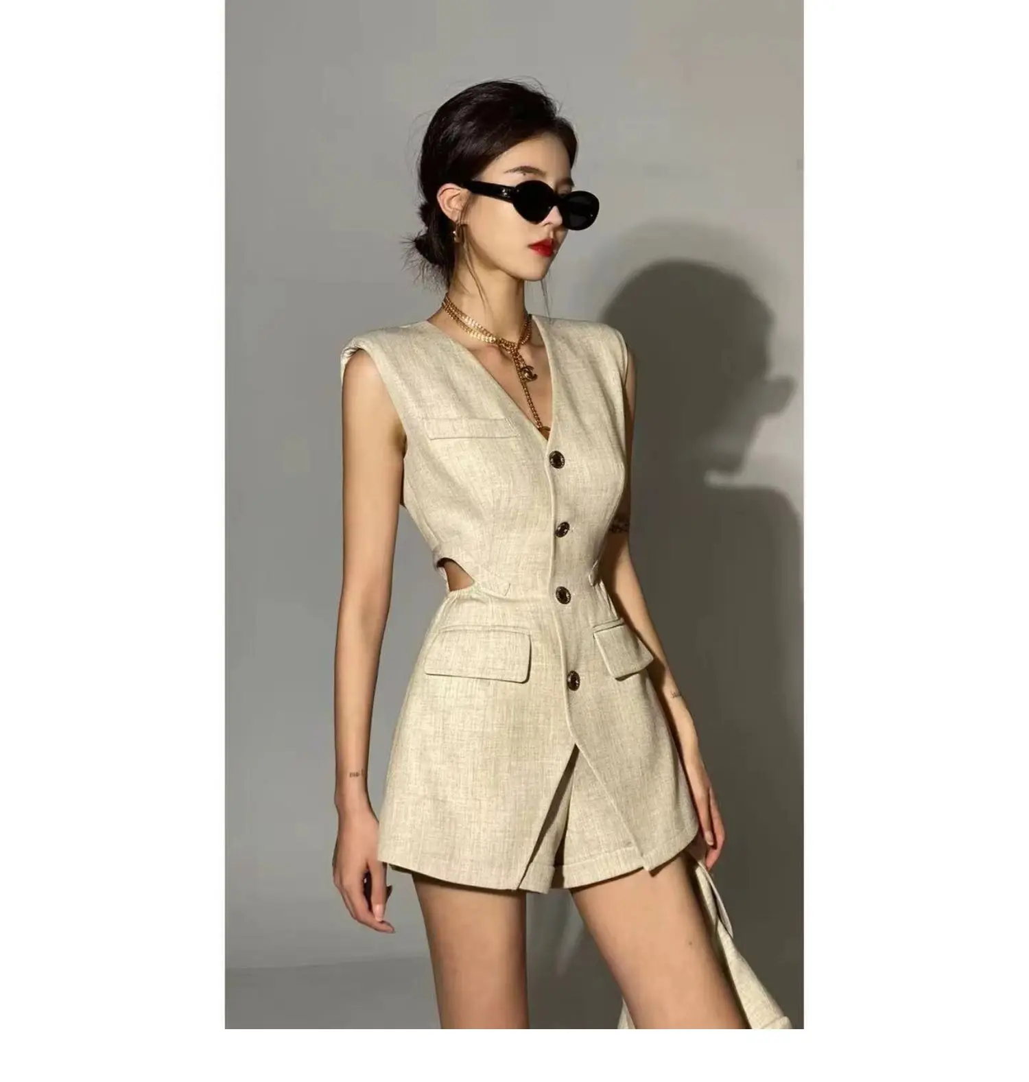 2024 Women's Blazer and Vest and Shorts Three Pieces Set Jacket Suits Korean Fashion Office Ladies Clothing for Spring Winter