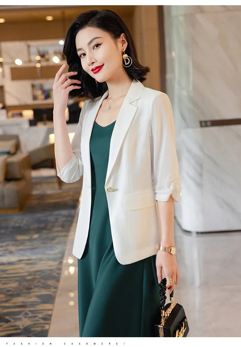 Korean Spring Summer Dress Suits Women Fashion Two Piece Set Outfits Blazer Top Office Ladies Formal OL Work Professional Wear