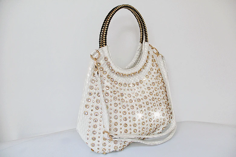 Luxury Fashion Diamonds Women Handbags Genuine Leather Shoulder Bag Female Slung White Rhinestone Messenger Crossbody Bags