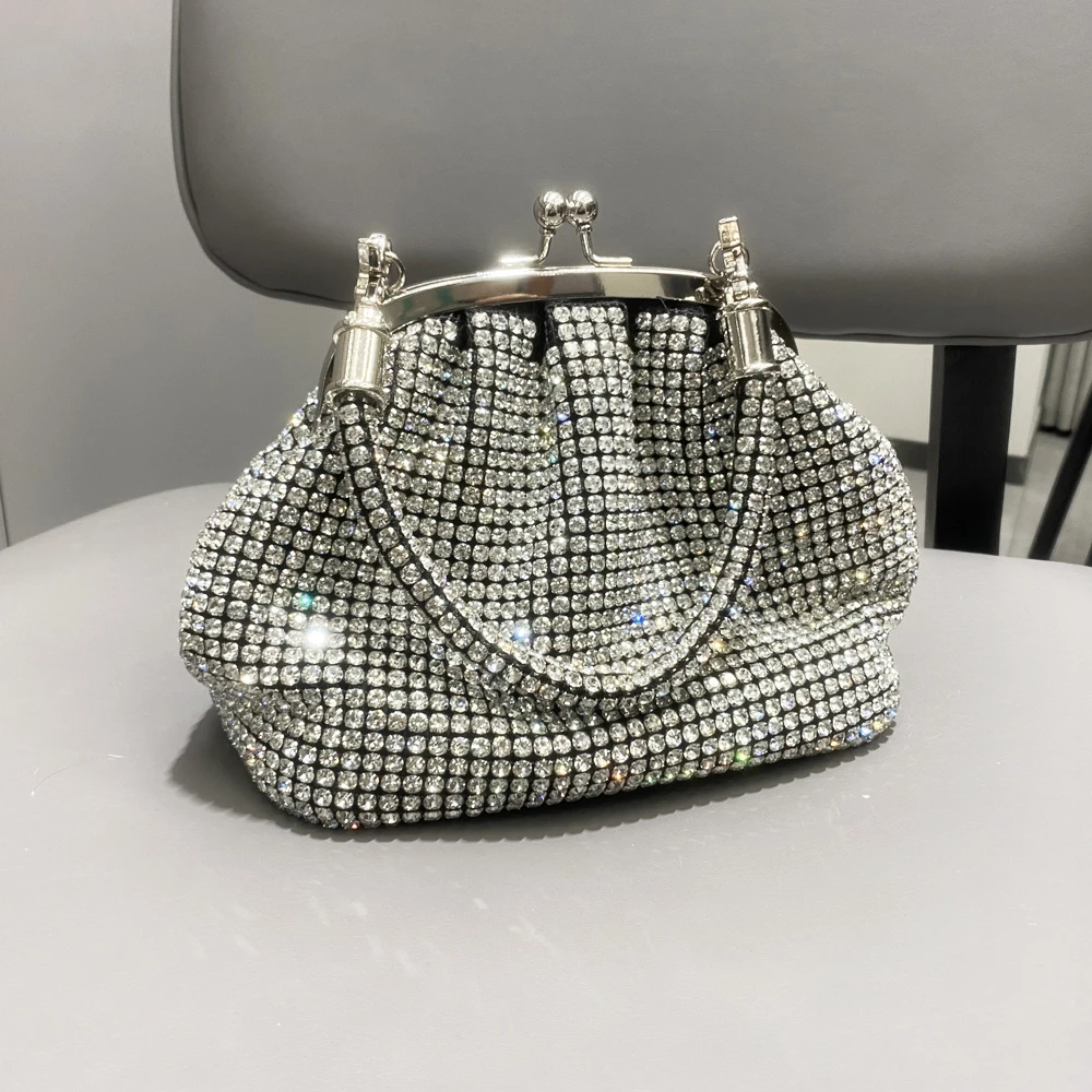 Handle Rhinestones Evening clutch Bag Purses and handbag luxury Designer shiny Crystal Clutch purse bucket bag shoulder bags