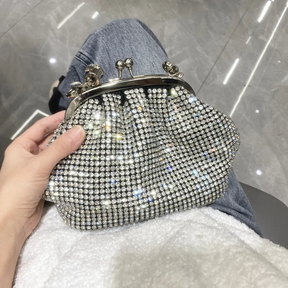 Handle Rhinestones Evening clutch Bag Purses and handbag luxury Designer shiny Crystal Clutch purse bucket bag shoulder bags