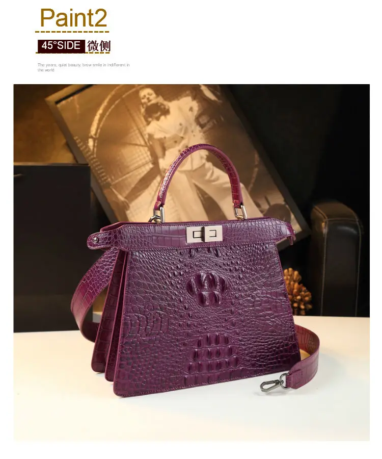 2023 New Genuine Leather Women Handbags Alligator Print Female Mom Shoulder Messenger Bag Luxury Fashion Portable Shell Bags