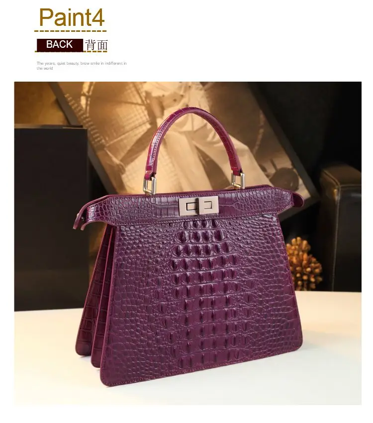 2023 New Genuine Leather Women Handbags Alligator Print Female Mom Shoulder Messenger Bag Luxury Fashion Portable Shell Bags