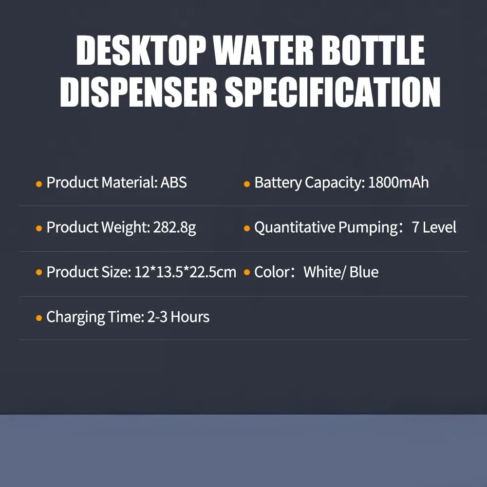 Desktop Water Bottle Dispenser Automatic Smart Electric Water Dispensers for 5 Gallon & Universal Bottles USB Charging 7 Levels