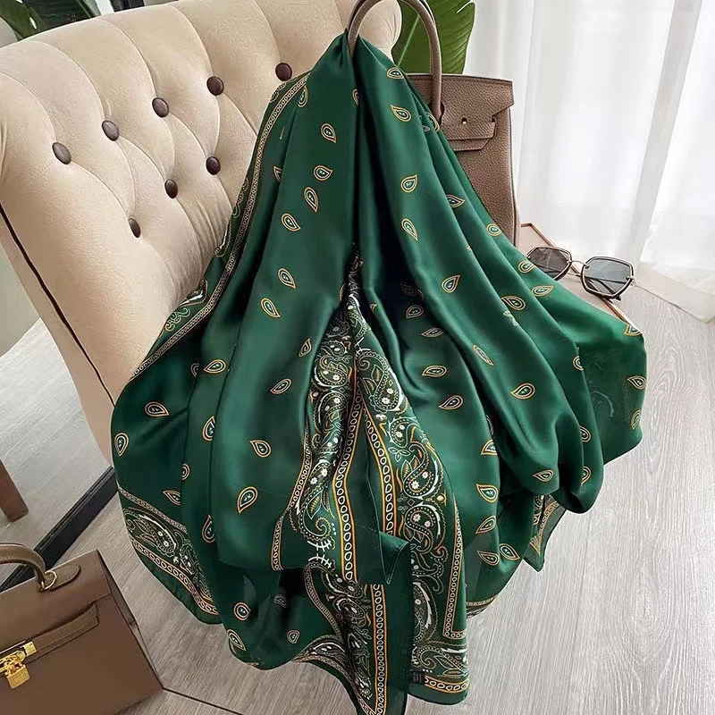 180*90cm muffler new Luxury Brand Scarf Women Shawls Wraps Spring Hijab Bufanda Foulard Female Bandana Beach Stoles 2024 Silk