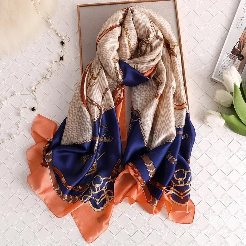 180X90CM Luxury Brand Fashion Summer Women Soft Silk Scarves Female Shawl Foulard Ladies Muffler Beach Wrap Bandanna Pareo beach