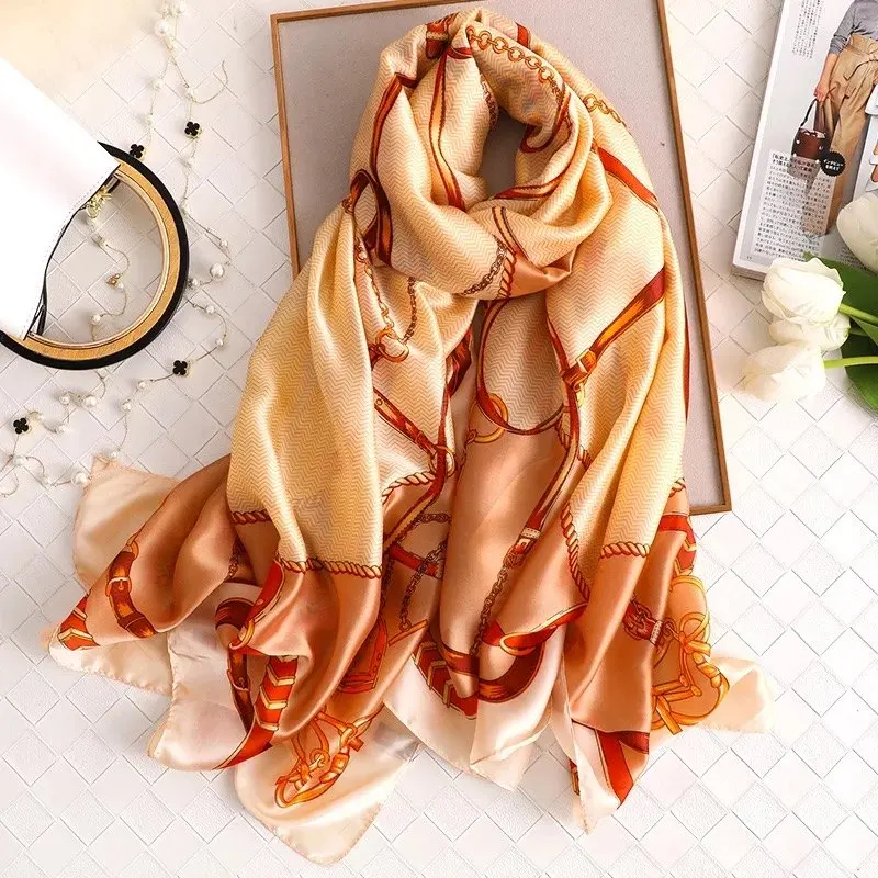 180X90CM Luxury Brand Fashion Summer Women Soft Silk Scarves Female Shawl Foulard Ladies Muffler Beach Wrap Bandanna Pareo beach