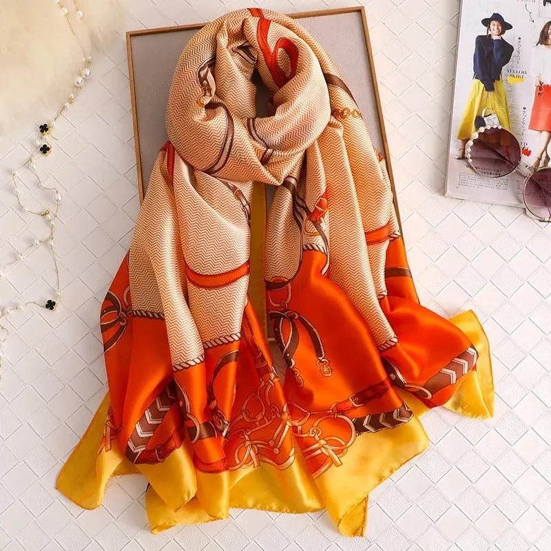 180X90CM Luxury Brand Fashion Summer Women Soft Silk Scarves Female Shawl Foulard Ladies Muffler Beach Wrap Bandanna Pareo beach