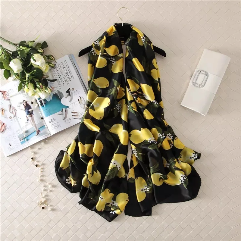 180X90CM Luxury Brand Fashion Summer Women Soft Silk Scarves Female Shawl Foulard Ladies Muffler Beach Wrap Bandanna Pareo beach