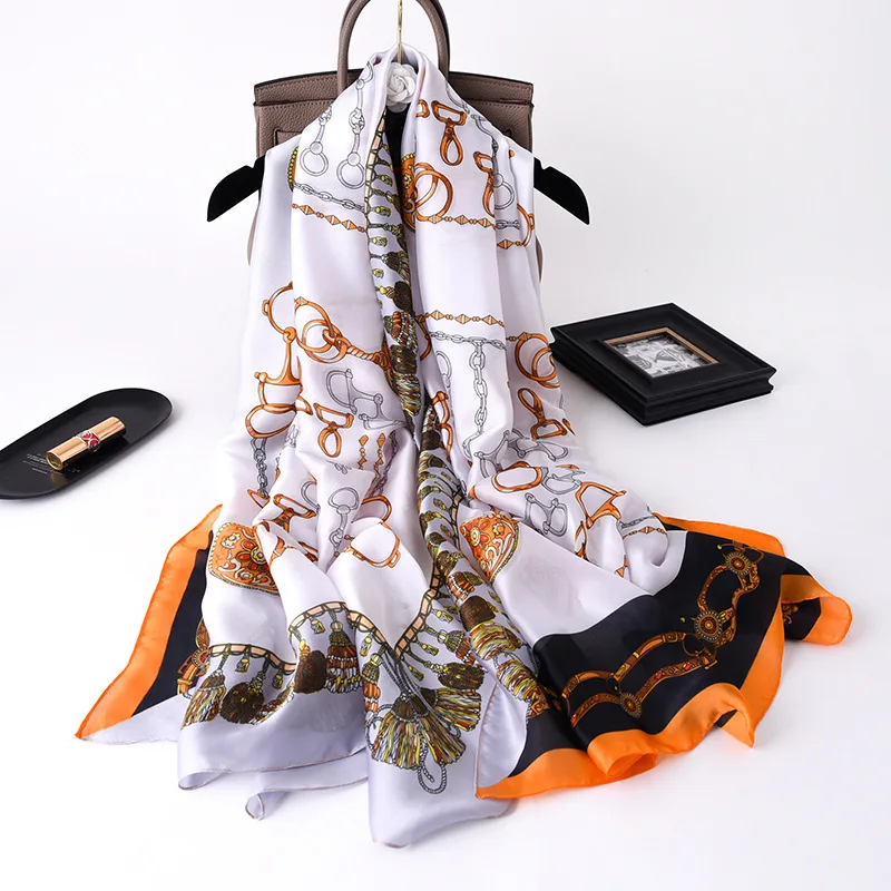 180*90cm Brand Summer Women Scarf Fashion Quality Soft Silk Scarves Female Shawls Foulard Beach Cover-Ups Wraps Silk Bandana