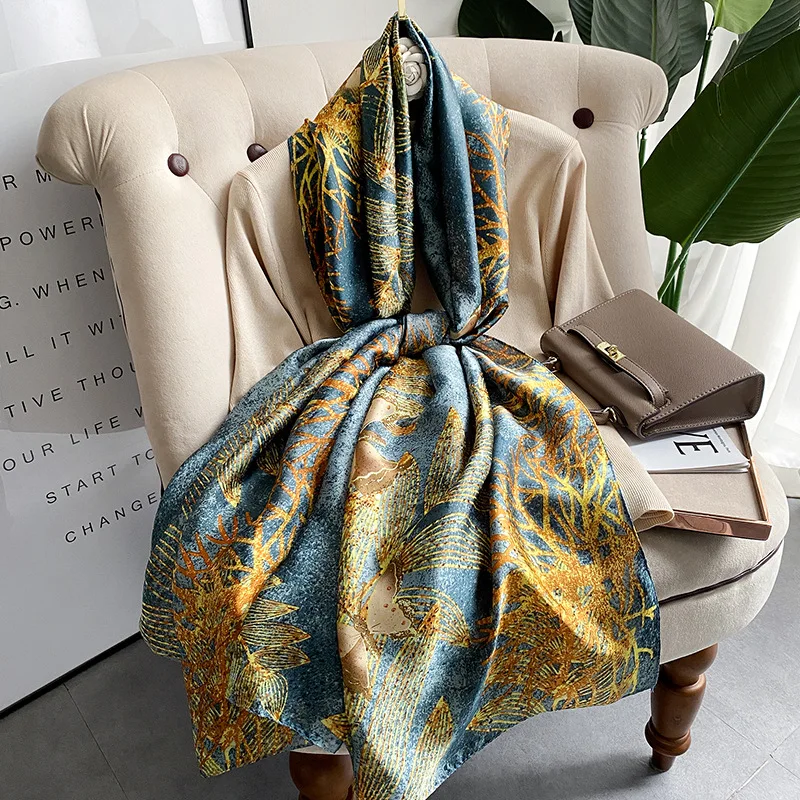 180*90cm Brand Summer Women Scarf Fashion Quality Soft Silk Scarves Female Shawls Foulard Beach Cover-Ups Wraps Silk Bandana