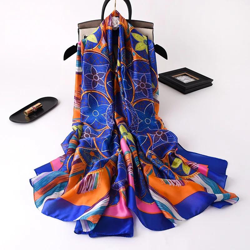 180*90cm Brand Summer Women Scarf Fashion Quality Soft Silk Scarves Female Shawls Foulard Beach Cover-Ups Wraps Silk Bandana