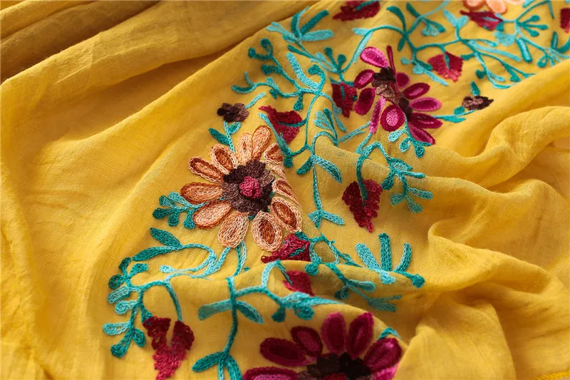 Plain Embroider Floral Viscose Shawl Scarf From Indian Bandana Print Cotton Scarves and Wraps Soft Foulard Muslim Hijab Cap