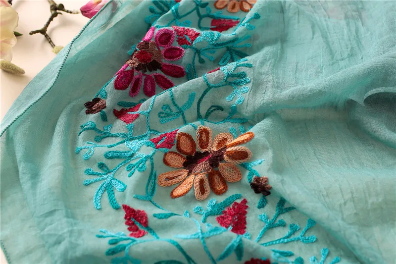 Plain Embroider Floral Viscose Shawl Scarf From Indian Bandana Print Cotton Scarves and Wraps Soft Foulard Muslim Hijab Cap