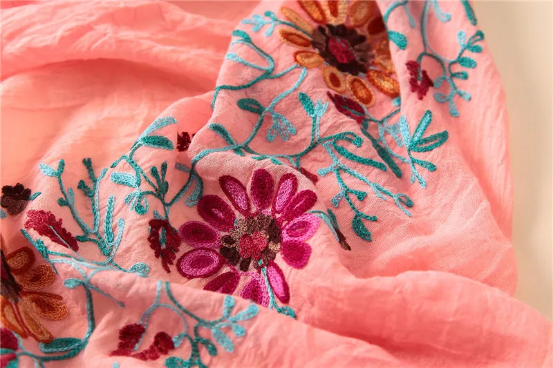 Plain Embroider Floral Viscose Shawl Scarf From Indian Bandana Print Cotton Scarves and Wraps Soft Foulard Muslim Hijab Cap