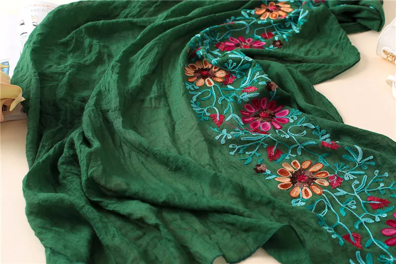 Plain Embroider Floral Viscose Shawl Scarf From Indian Bandana Print Cotton Scarves and Wraps Soft Foulard Muslim Hijab Cap