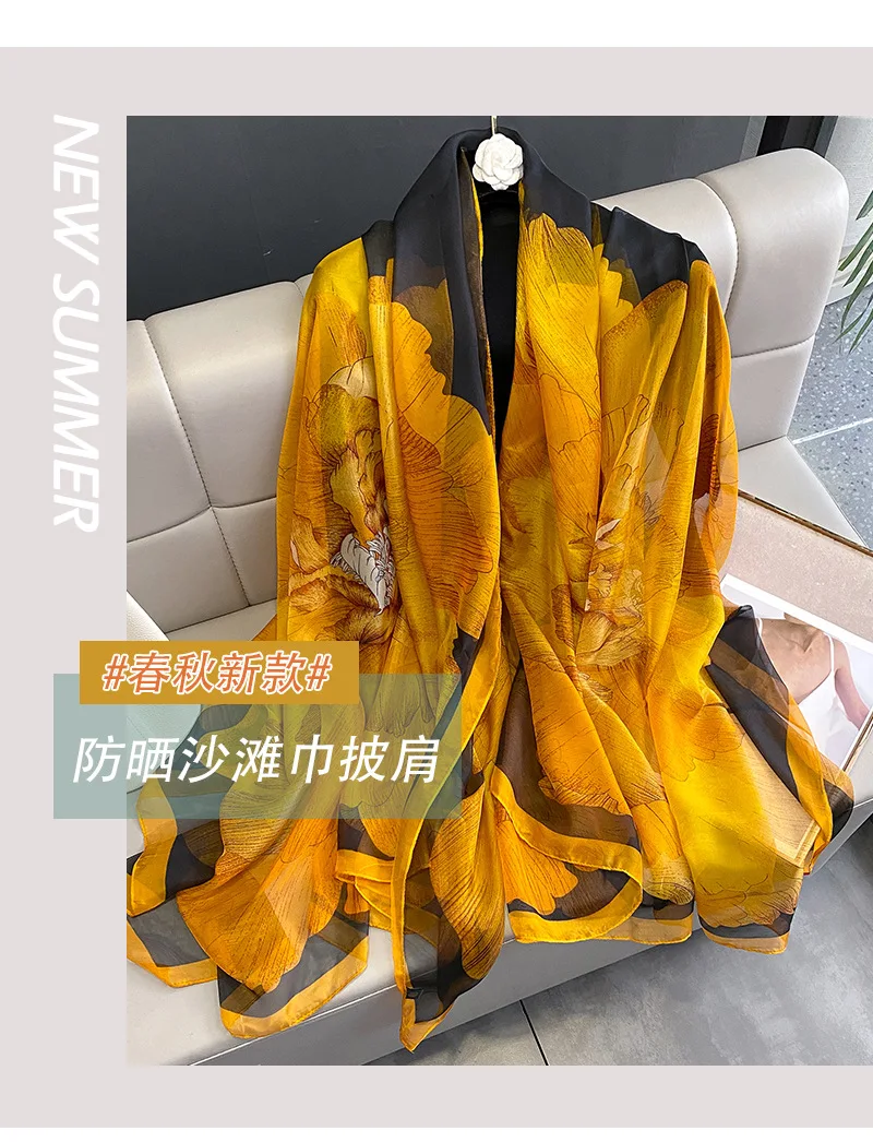 New Model 180X130CM Shawls Couple Style Summer Sunscreen Scarf Popular Pashmina Scarves For Gift Women Fashion Design Silk Hijab