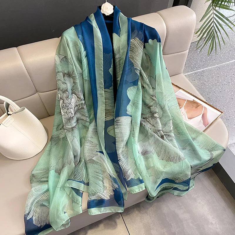 New Model 180X130CM Shawls Couple Style Summer Sunscreen Scarf Popular Pashmina Scarves For Gift Women Fashion Design Silk Hijab