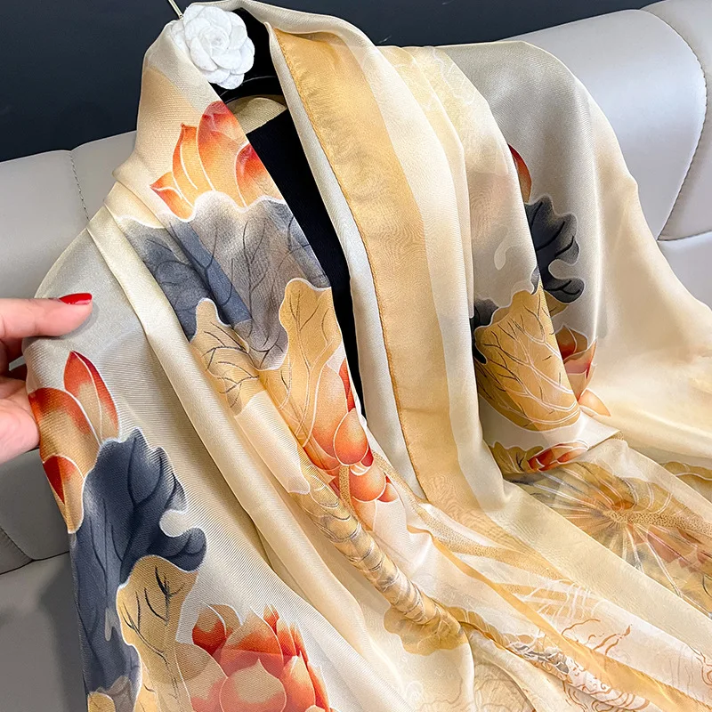 Women Fashion Silk Hijab For Gift Luxury 180X130CM Sunscreen Scarf New Winter Warm Pashmina Scarves Couple Style Cashmere Shawls