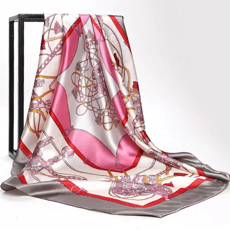 Popular Shawls Europe And America Fashion Bandannas New Print Sunscreen 90X90CM Kerchief Four Seasons Luxury Square Silk Scarves